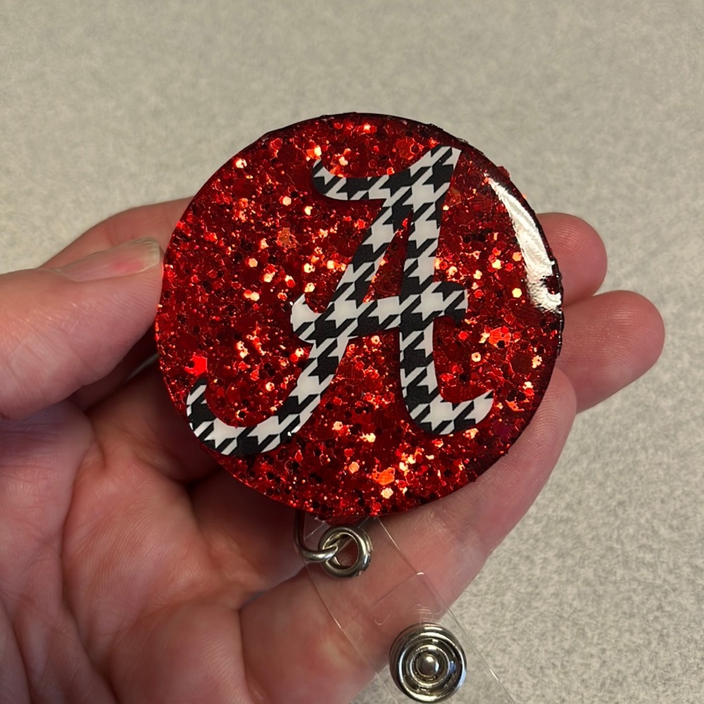 Alabama Glitter Badge Reel, houndstooth A